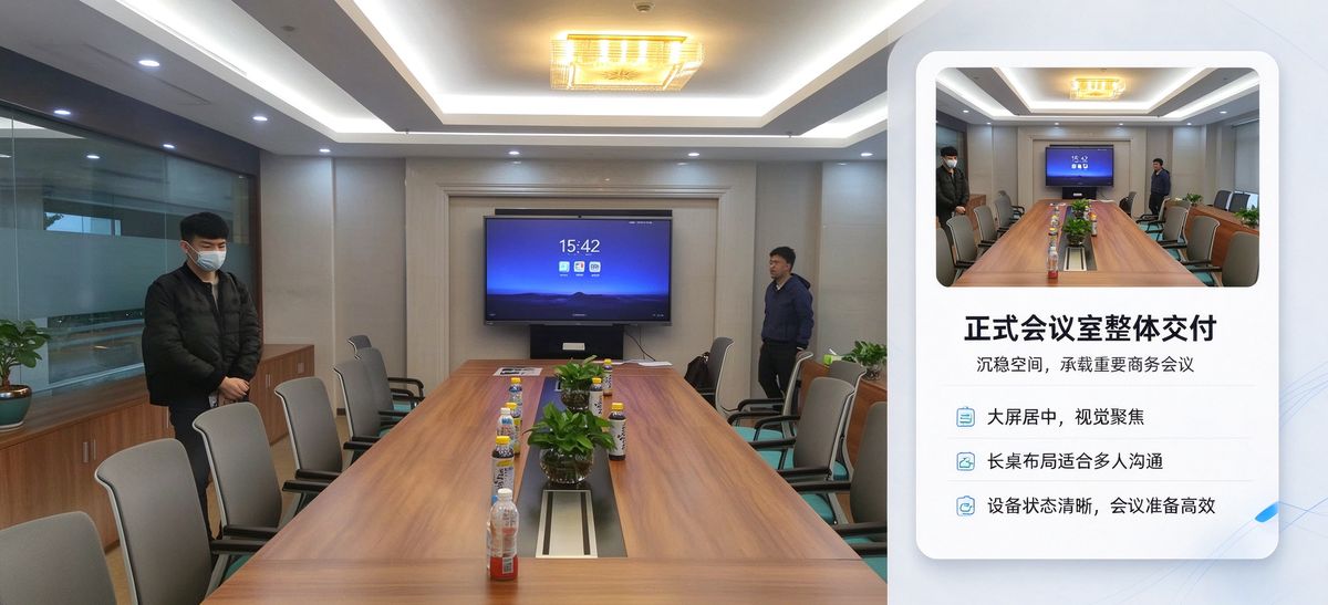 指挥调度中心实景 2 — 集团调度与应急指挥：多路视频会商 + 大屏拼接上墙